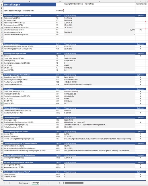 Held Office Invoice: e-Rechnungen mit Excel (30-Tage-Test Version) – Bild 9